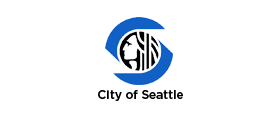 Blue and black circular logo design.