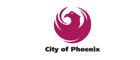 Phoenix city logo with stylized bird.